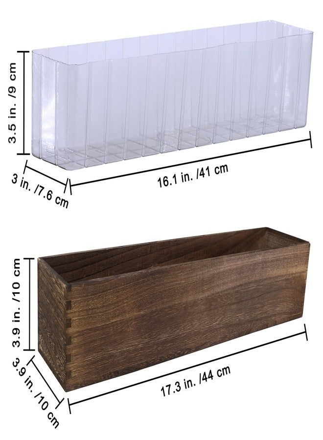 windiy Winlyn Rustic Wooden Planter Box 17.3" L x 3.9" W x 3.9" H Brown Rectangular Planter Decorative Wood Box with Removable Plastic Liner Window Box for Farmhouse Wedding Home Garden Table Centerpiece. - Image 2